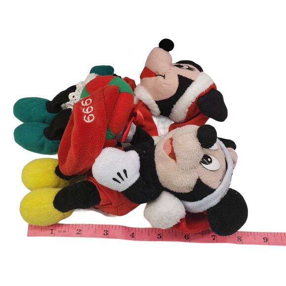 Vintage Walt Disney World Christmas Mickey Mouse Minnie Mouse Plush 8" 1999 - Picture 8 of 9